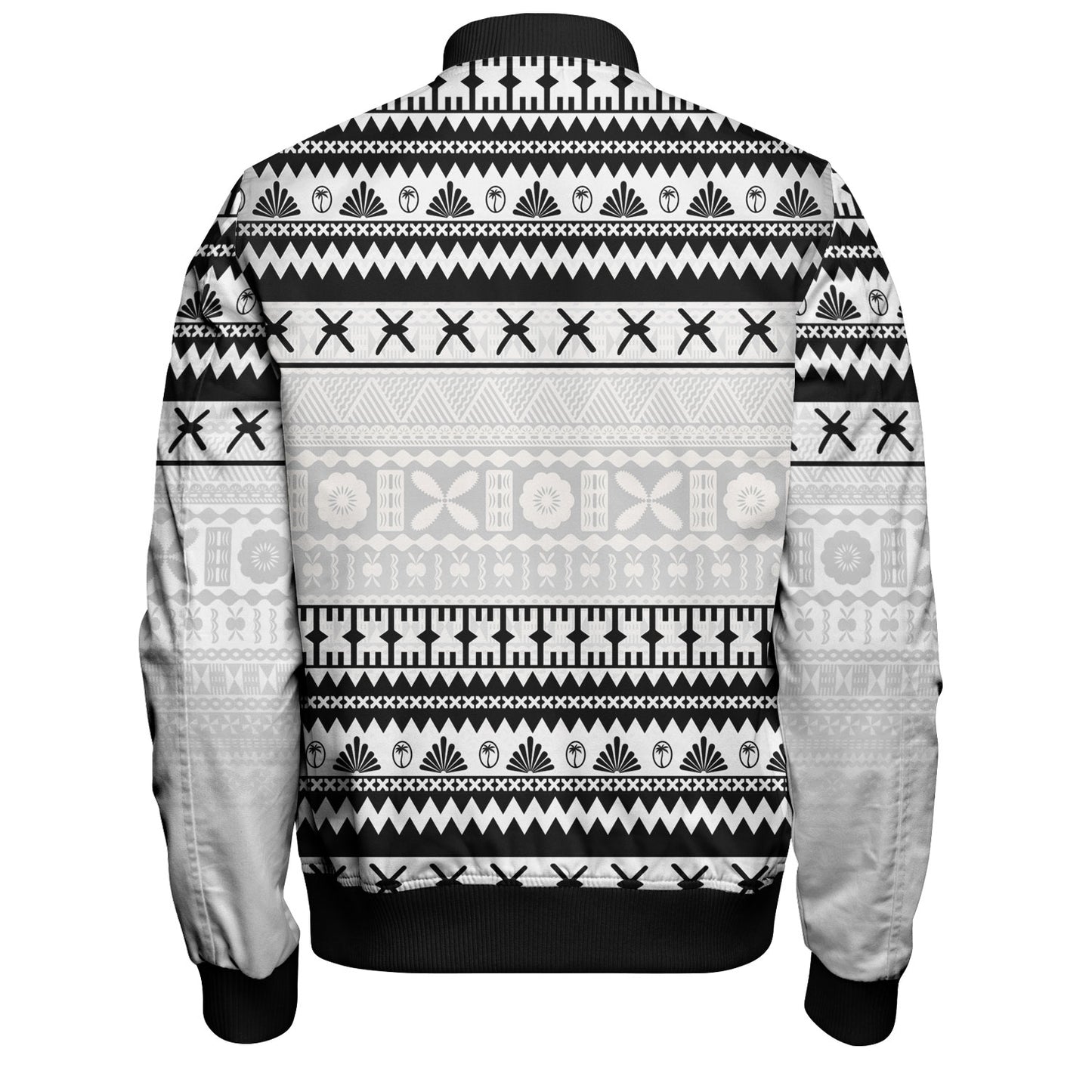 Fiji Bomber Jacket Fijian Masi Pattern Palm Style