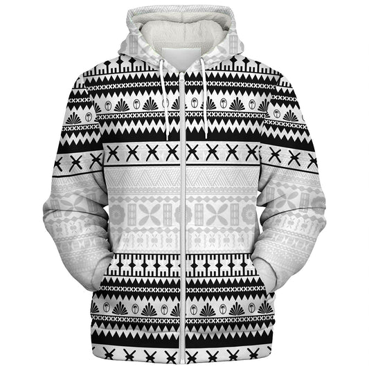 Fiji Sherpa Hoodie Fijian Masi Pattern Palm Style