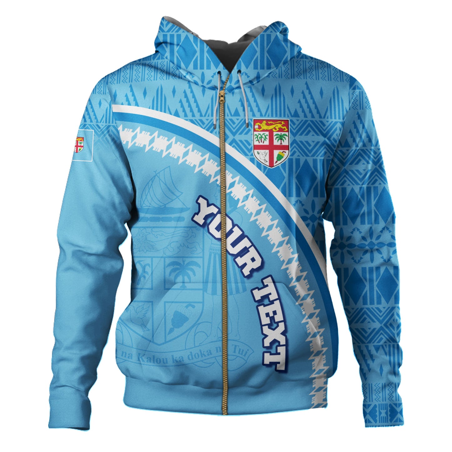 Fiji Custom Personalised Hoodie Fijian Masi Patterns Curve Style