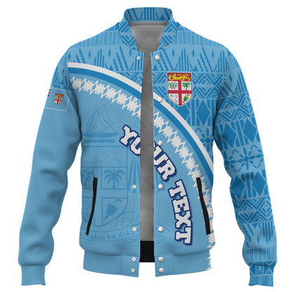 Fiji Custom Personalised Baseball Jacket Fijian Masi Patterns Curve Style