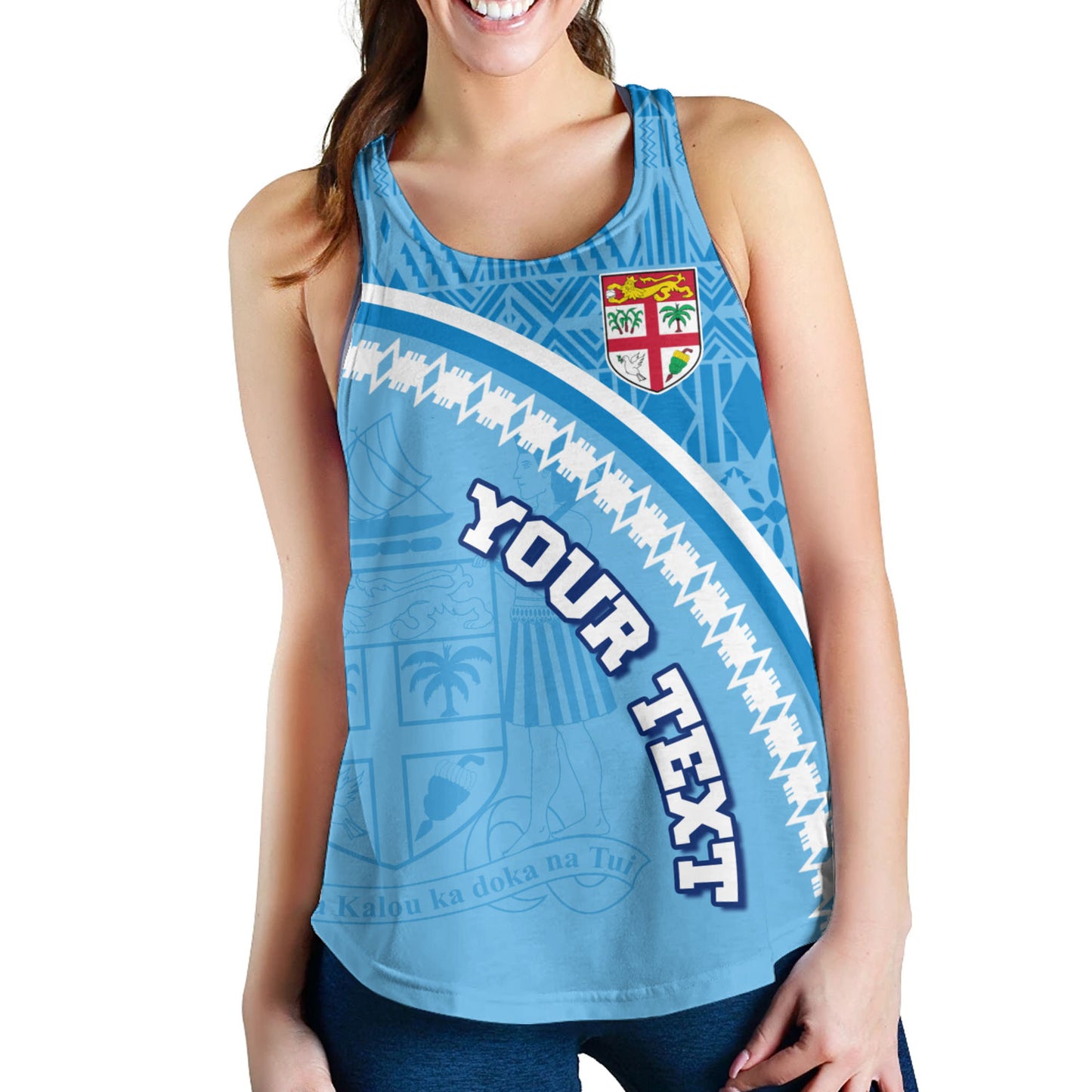 Fiji Custom Personalised Women Tank Fijian Masi Patterns Curve Style