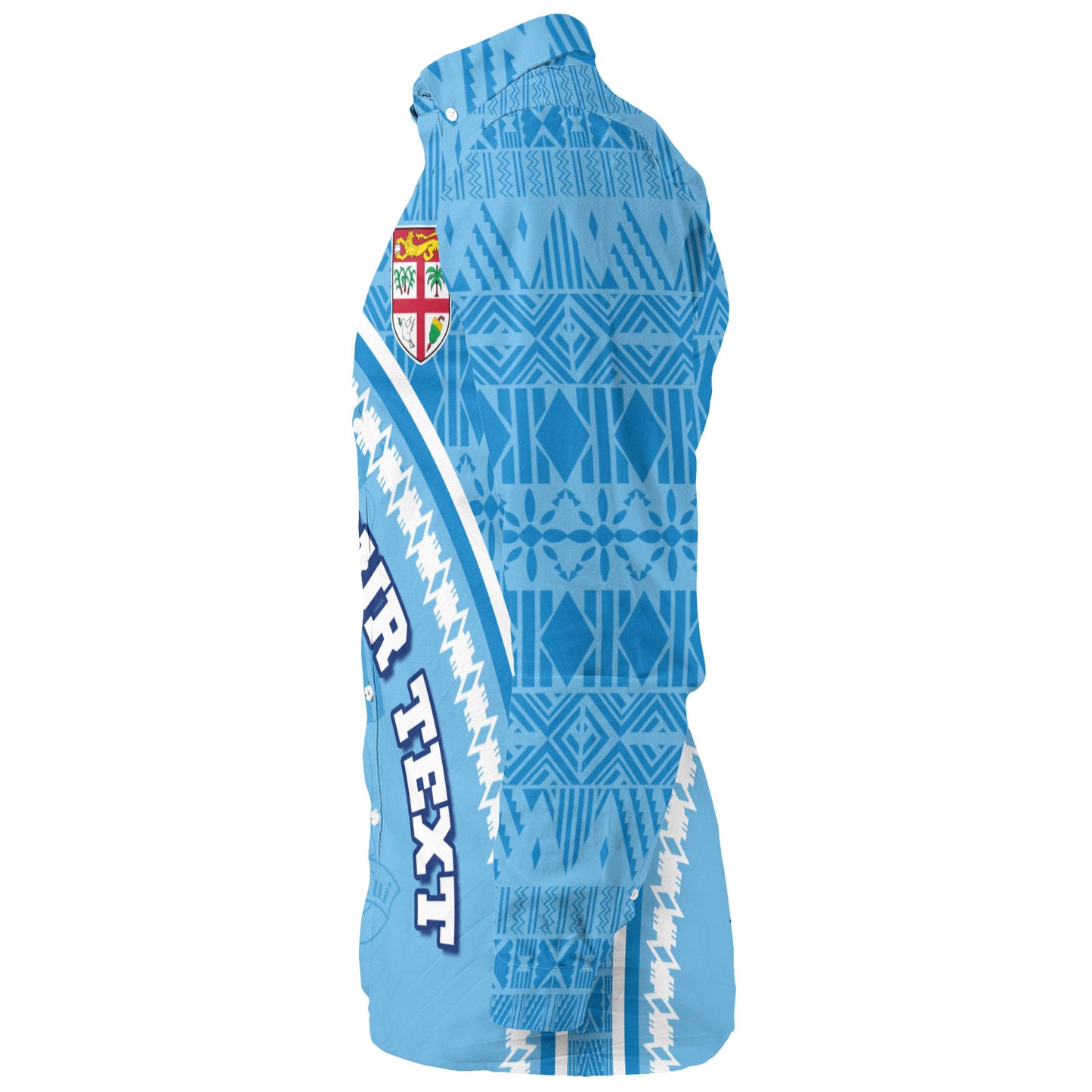 Fiji Custom Personalised Long Sleeve Shirt Fijian Masi Patterns Curve Style