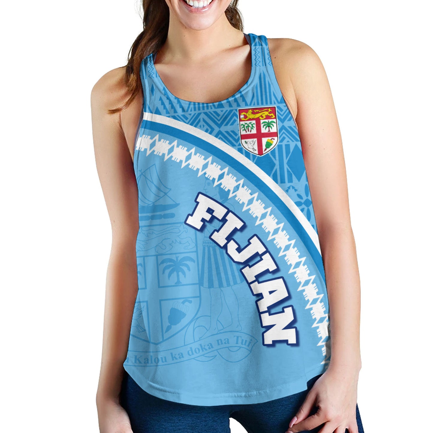 Fiji Custom Personalised Women Tank Fijian Masi Patterns Curve Style