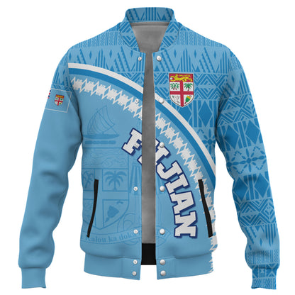 Fiji Custom Personalised Baseball Jacket Fijian Masi Patterns Curve Style