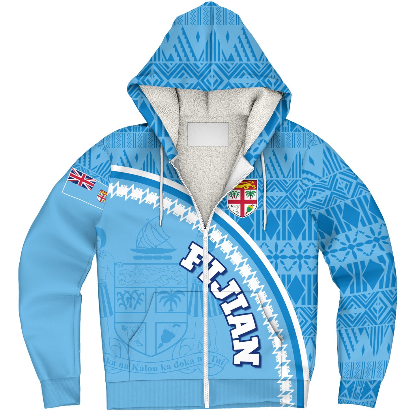 Fiji Custom Personalised Sherpa Hoodie Fijian Masi Patterns Curve Style