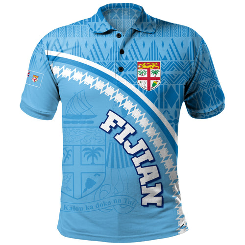 Fiji Custom Personalised Polo Shirt Fijian Masi Patterns Curve Style