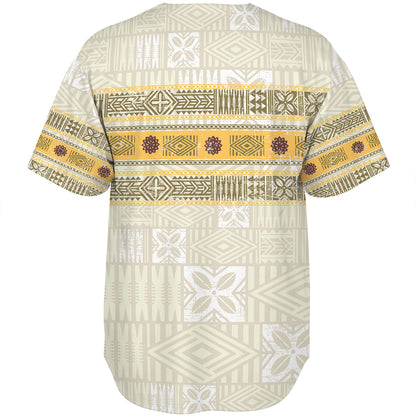 Fiji Baseball Shirt Fijian Masi Tapa Design