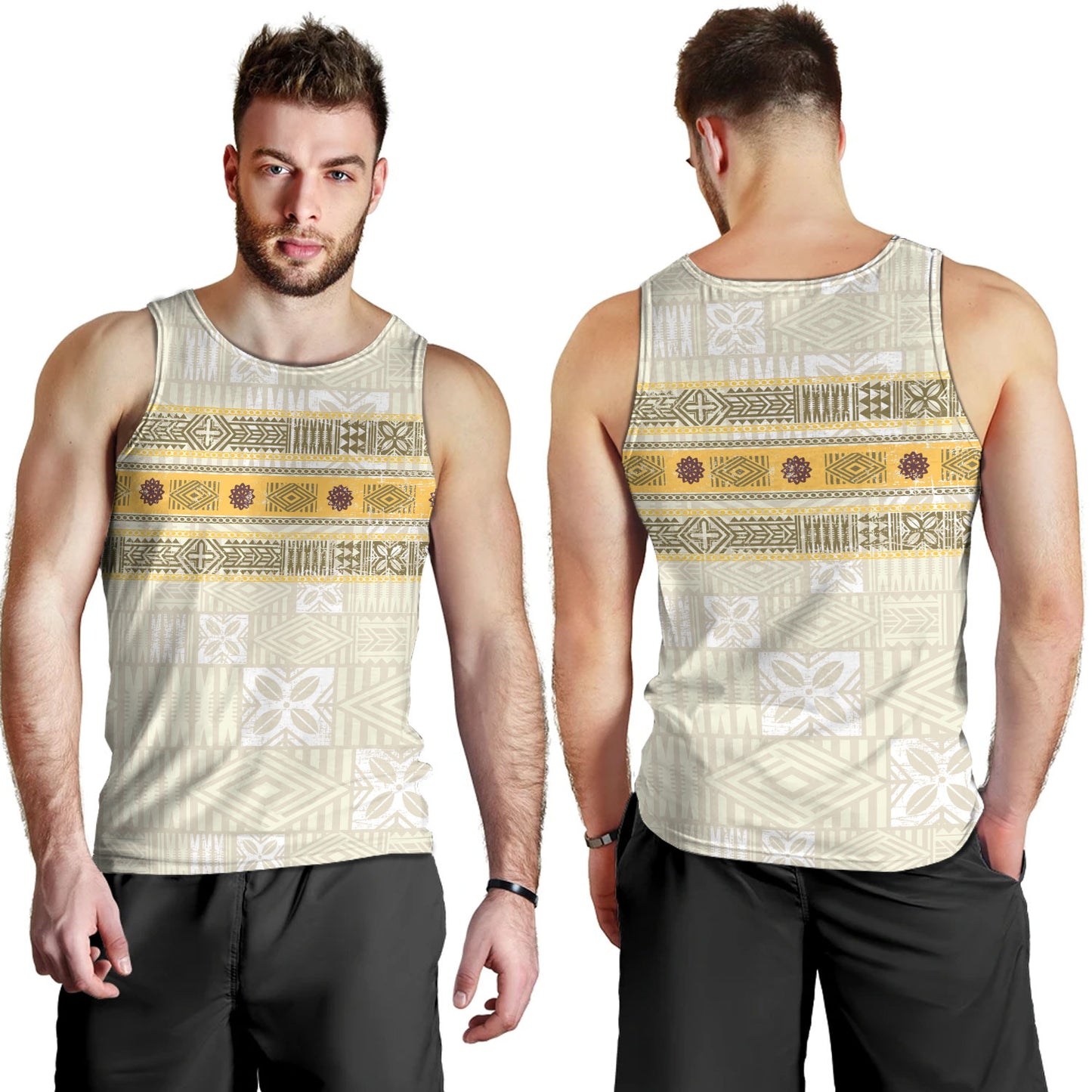 Fiji Tank Top Fijian Masi Tapa Design