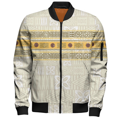 Fiji Bomber Jacket Fijian Masi Tapa Design