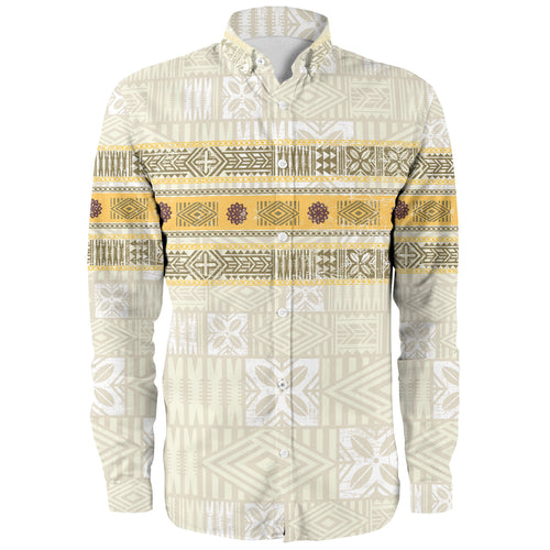 Fiji Long Sleeve Shirt Fijian Masi Tapa Design