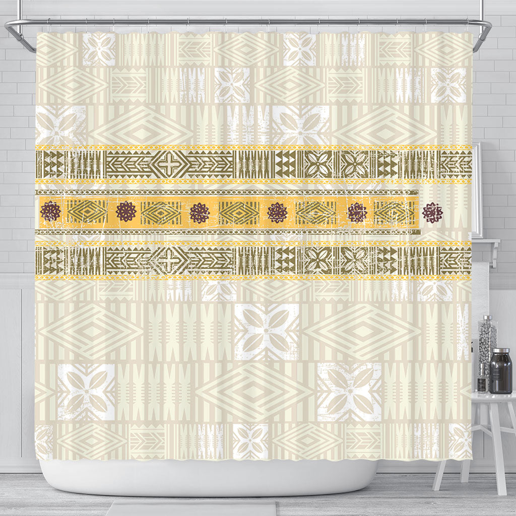Fiji Shower Curtain Fijian Masi Tapa Design
