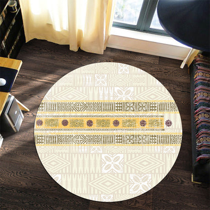 Fiji Round Rug Fijian Masi Tapa Design