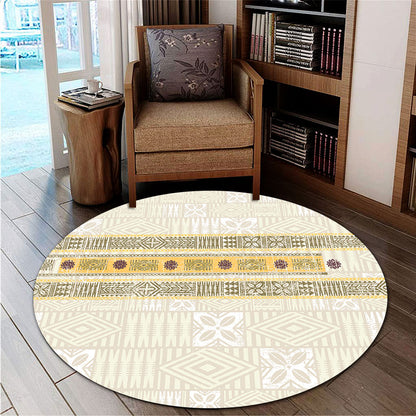 Fiji Round Rug Fijian Masi Tapa Design