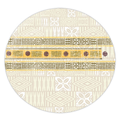 Fiji Round Rug Fijian Masi Tapa Design