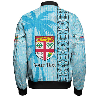 Fiji Custom Personalised Bomber Jacket Fijian Tapa Palms Designs