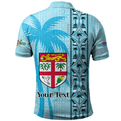 Fiji Custom Personalised Polo Shirt Fijian Tapa Palms Designs