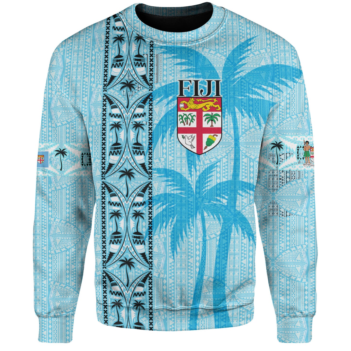 Fiji Custom Personalised Sweatshirt Fijian Tapa Palms Designs