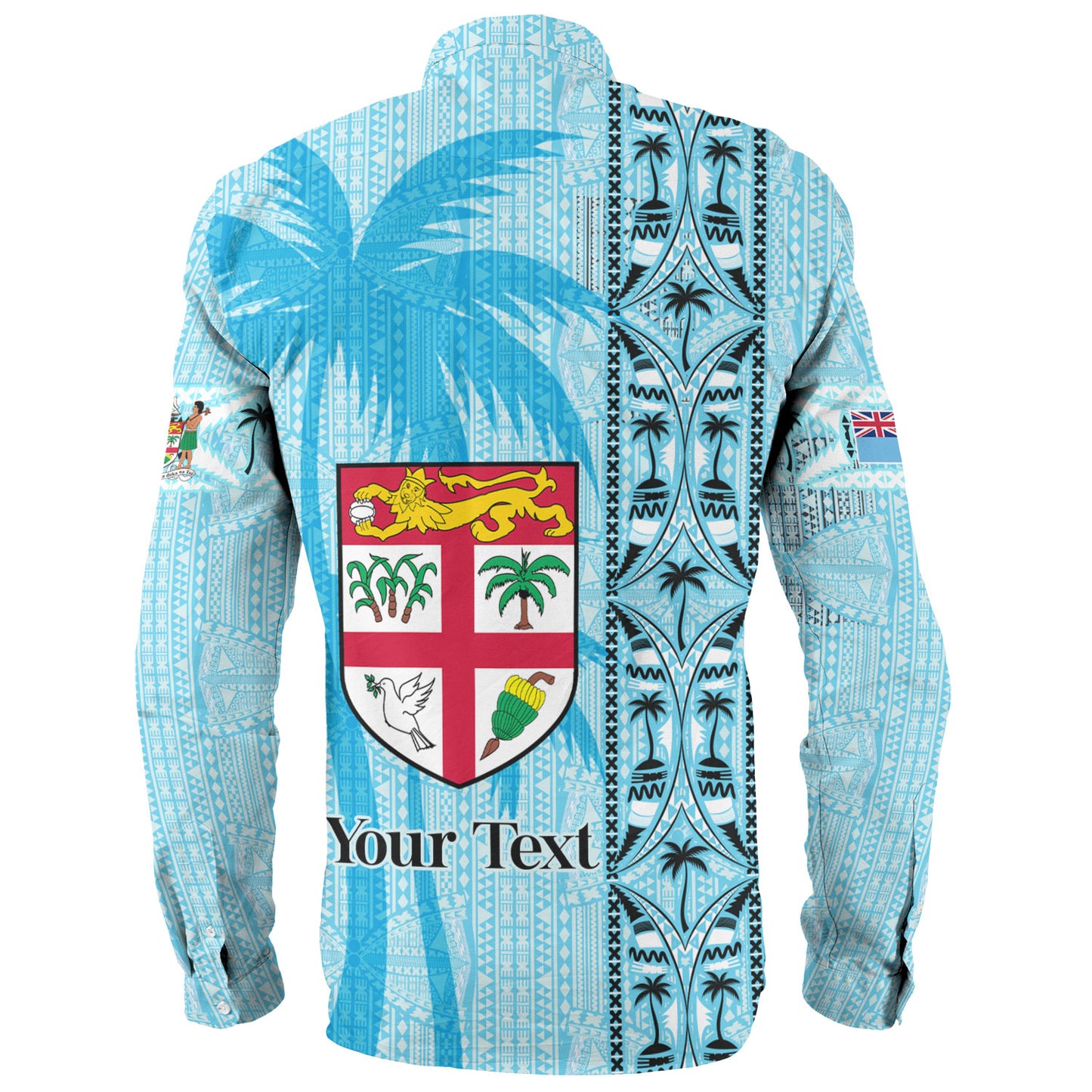 Fiji Custom Personalised Long Sleeve Shirt Fijian Tapa Palms Designs