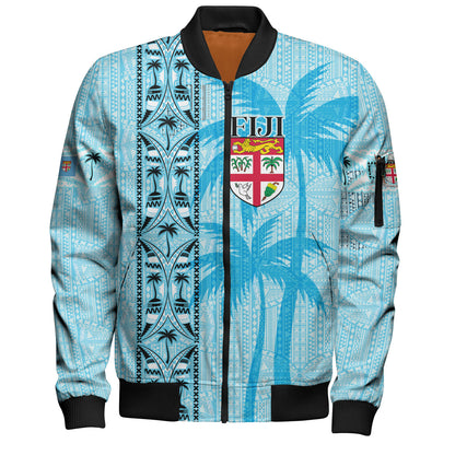 Fiji Custom Personalised Bomber Jacket Fijian Tapa Palms Designs