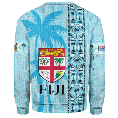 Fiji Custom Personalised Sweatshirt Fijian Tapa Palms Designs