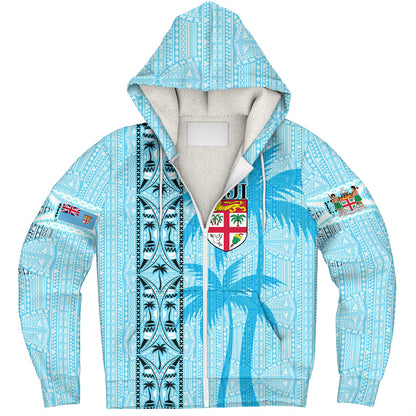 Fiji Custom Personalised Sherpa Hoodie Fijian Tapa Palms Designs