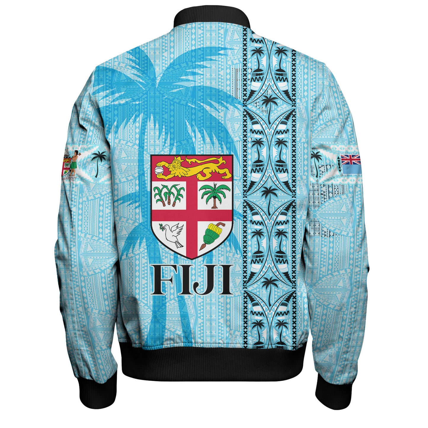 Fiji Custom Personalised Bomber Jacket Fijian Tapa Palms Designs