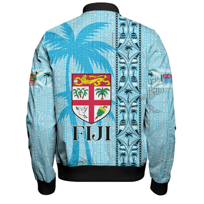 Fiji Custom Personalised Bomber Jacket Fijian Tapa Palms Designs