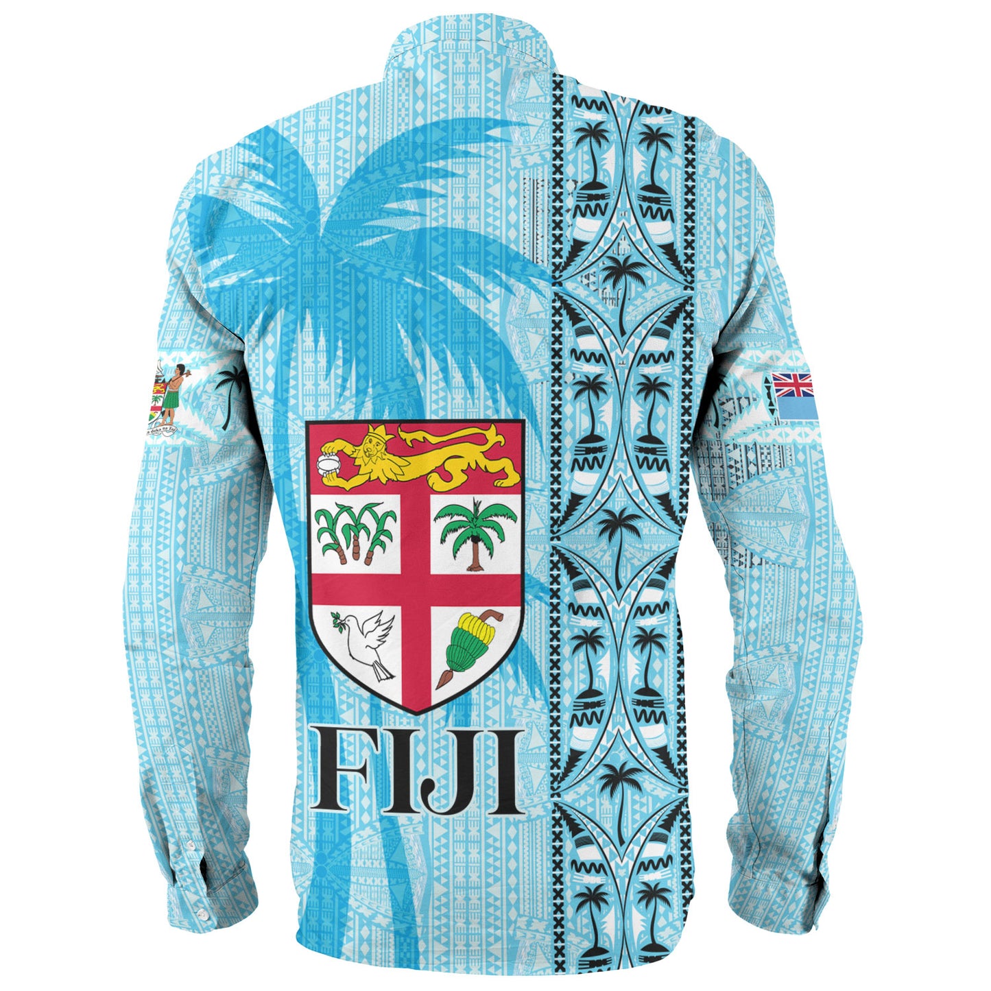 Fiji Custom Personalised Long Sleeve Shirt Fijian Tapa Palms Designs