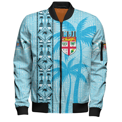 Fiji Custom Personalised Bomber Jacket Fijian Tapa Palms Designs