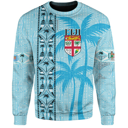 Fiji Custom Personalised Sweatshirt Fijian Tapa Palms Designs