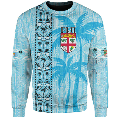 Fiji Custom Personalised Sweatshirt Fijian Tapa Palms Designs