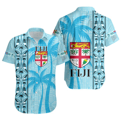 Fiji Custom Personalised Short Sleeve Shirt Fijian Tapa Palms Designs