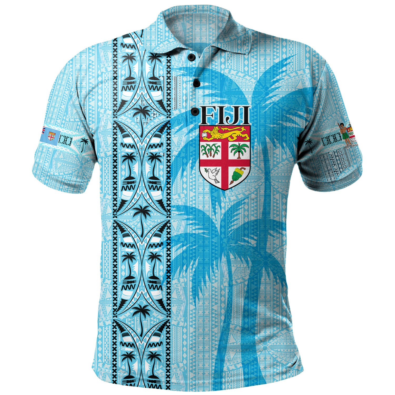 Fiji Custom Personalised Polo Shirt Fijian Tapa Palms Designs