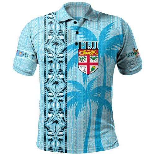 Fiji Custom Personalised Polo Shirt Fijian Tapa Palms Designs
