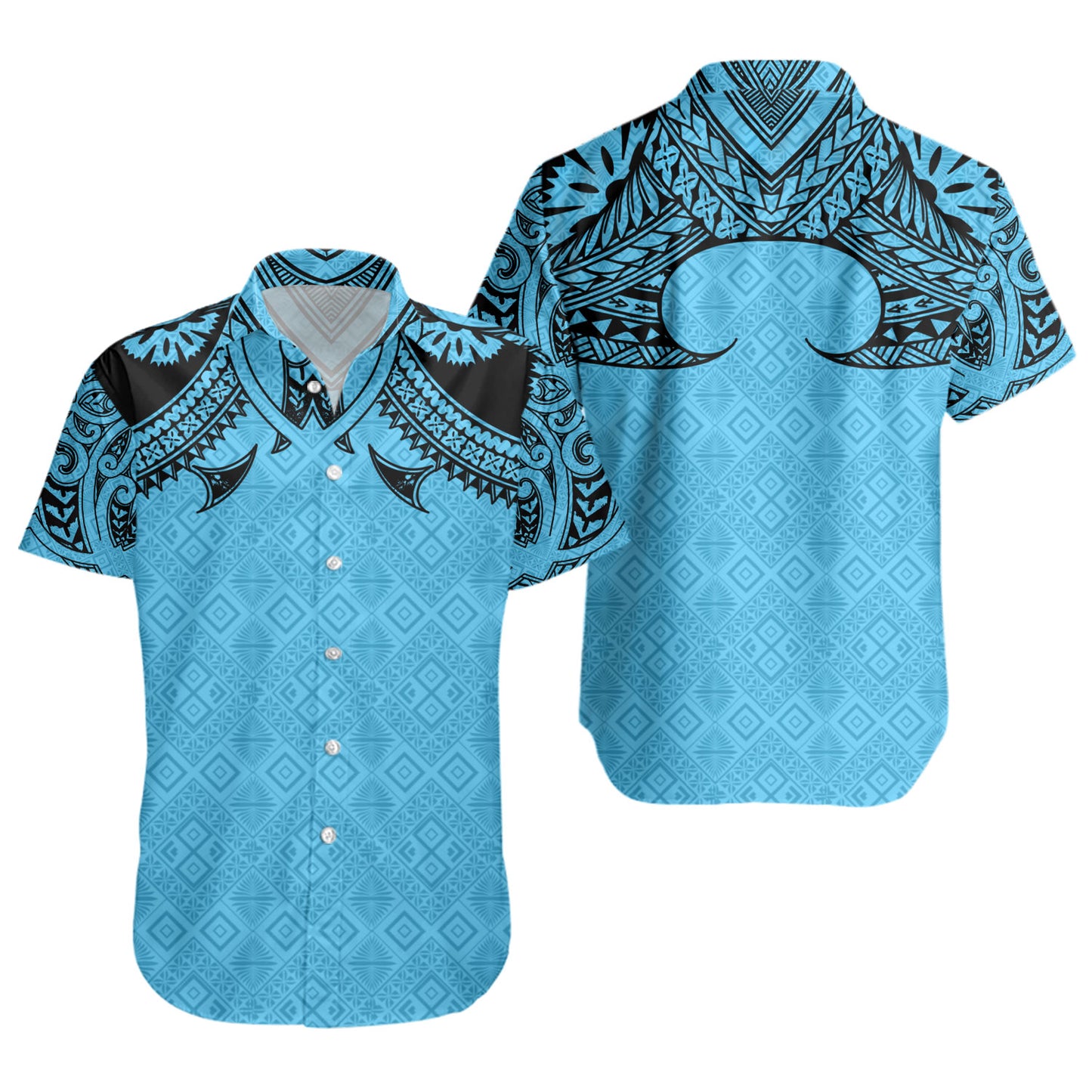 Fiji Short Sleeve Shirt Fijian Masi Pacific Tribal Designs