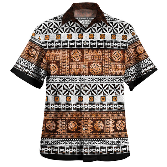 Fiji Hawaiian Shirt Bula Fijian Masi Tapa Vintage Style