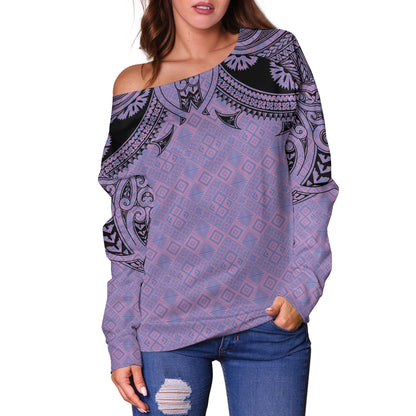 Fiji Off Shoulder Sweatshirt Fijian Masi Pacific Tribal Designs