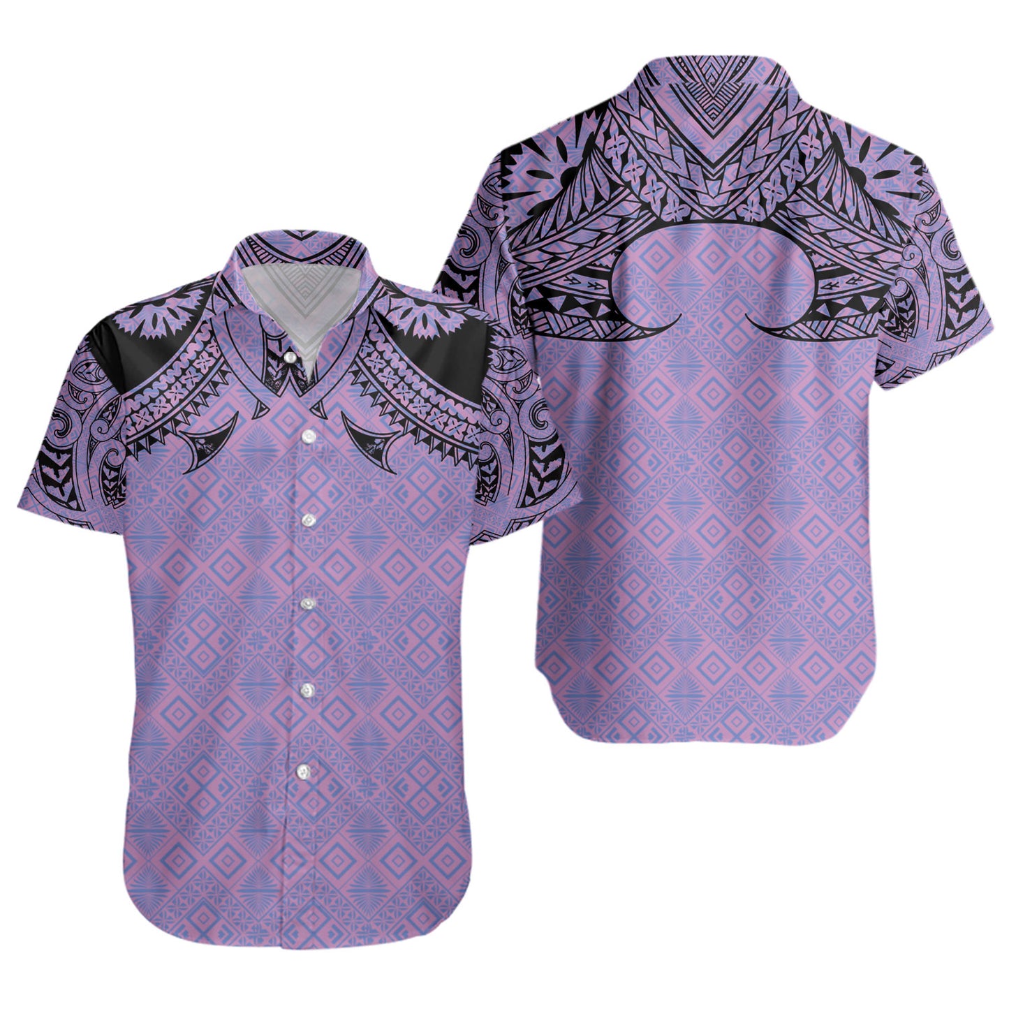 Fiji Short Sleeve Shirt Fijian Masi Pacific Tribal Designs