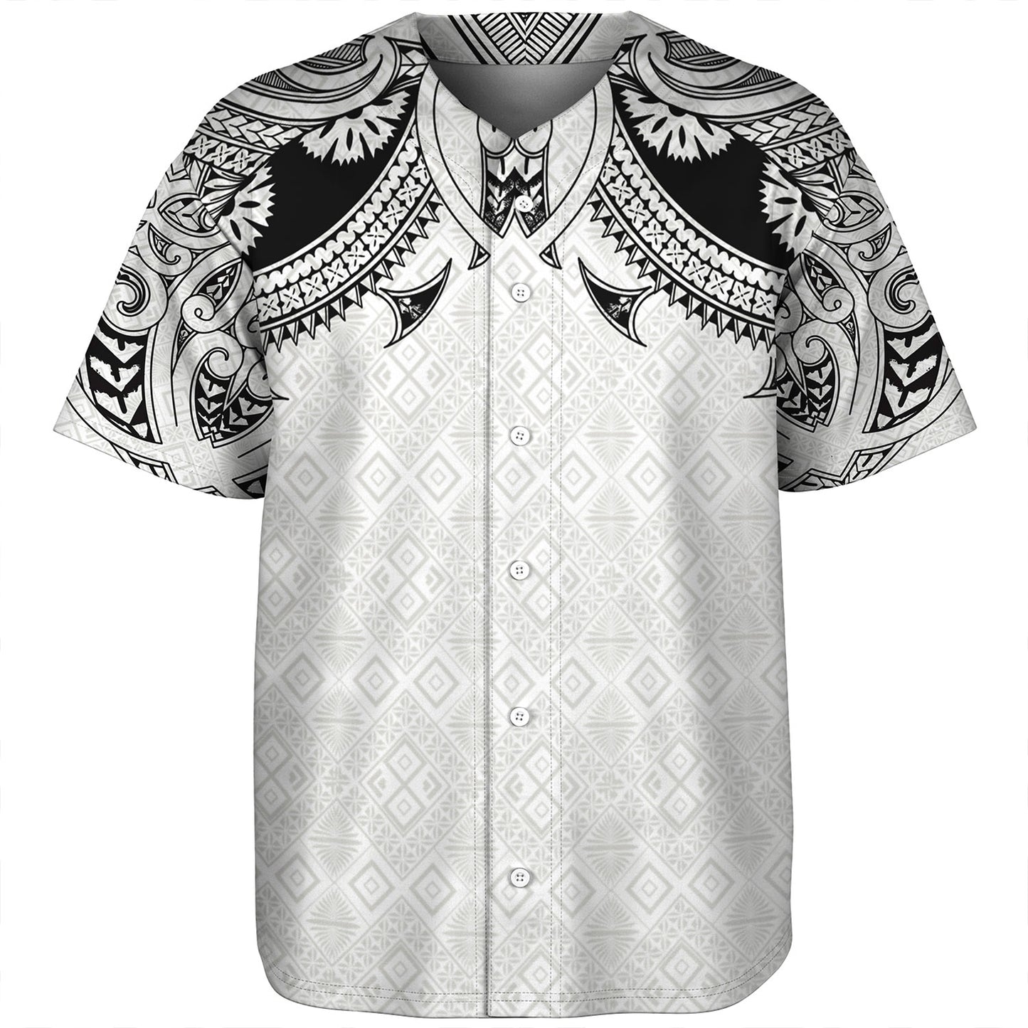 Fiji Baseball Shirt Fijian Masi Pacific Tribal Designs