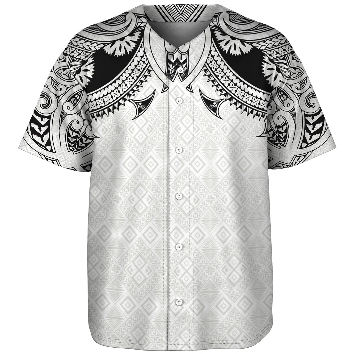Fiji Baseball Shirt Fijian Masi Pacific Tribal Designs