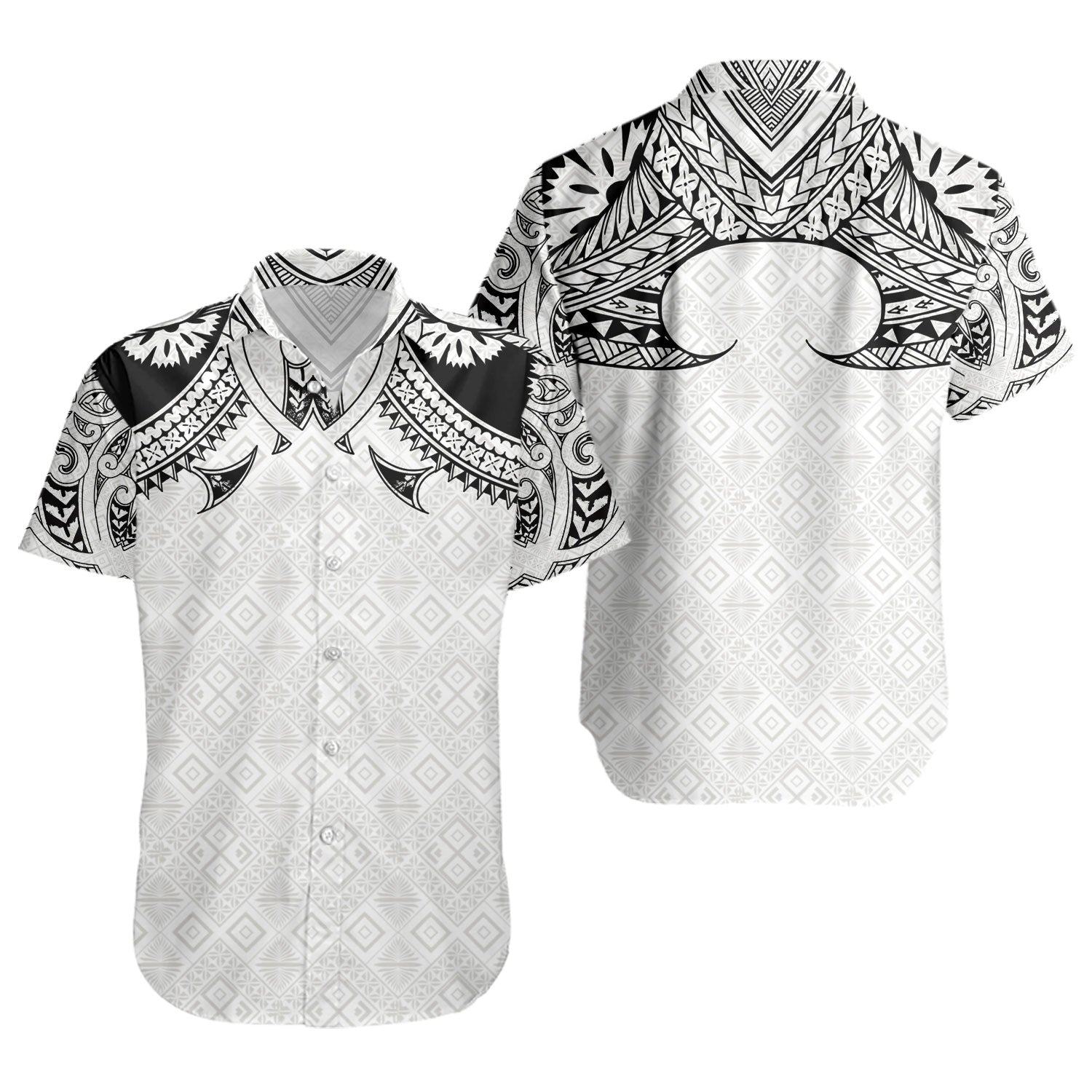 Fiji Short Sleeve Shirt Fijian Masi Pacific Tribal Designs