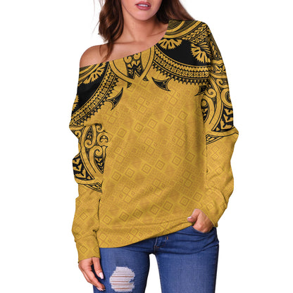Fiji Off Shoulder Sweatshirt Fijian Masi Pacific Tribal Designs