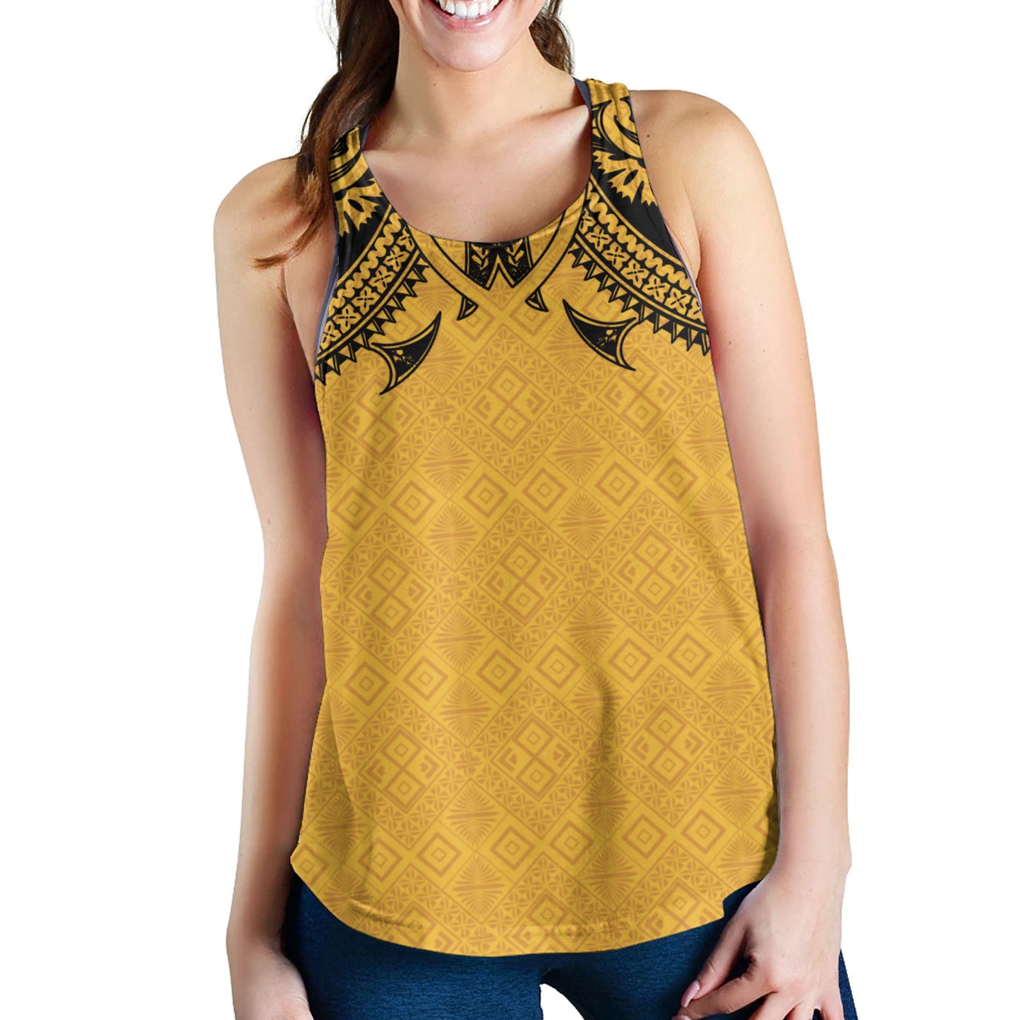 Fiji Women Tank Fijian Masi Pacific Tribal Designs