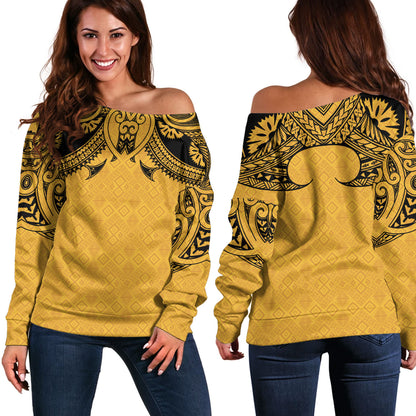Fiji Off Shoulder Sweatshirt Fijian Masi Pacific Tribal Designs