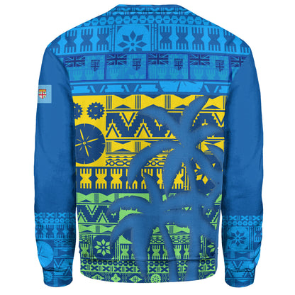 Fiji Sweatshirt Fijian Tapa Patterns Palm Tree Design