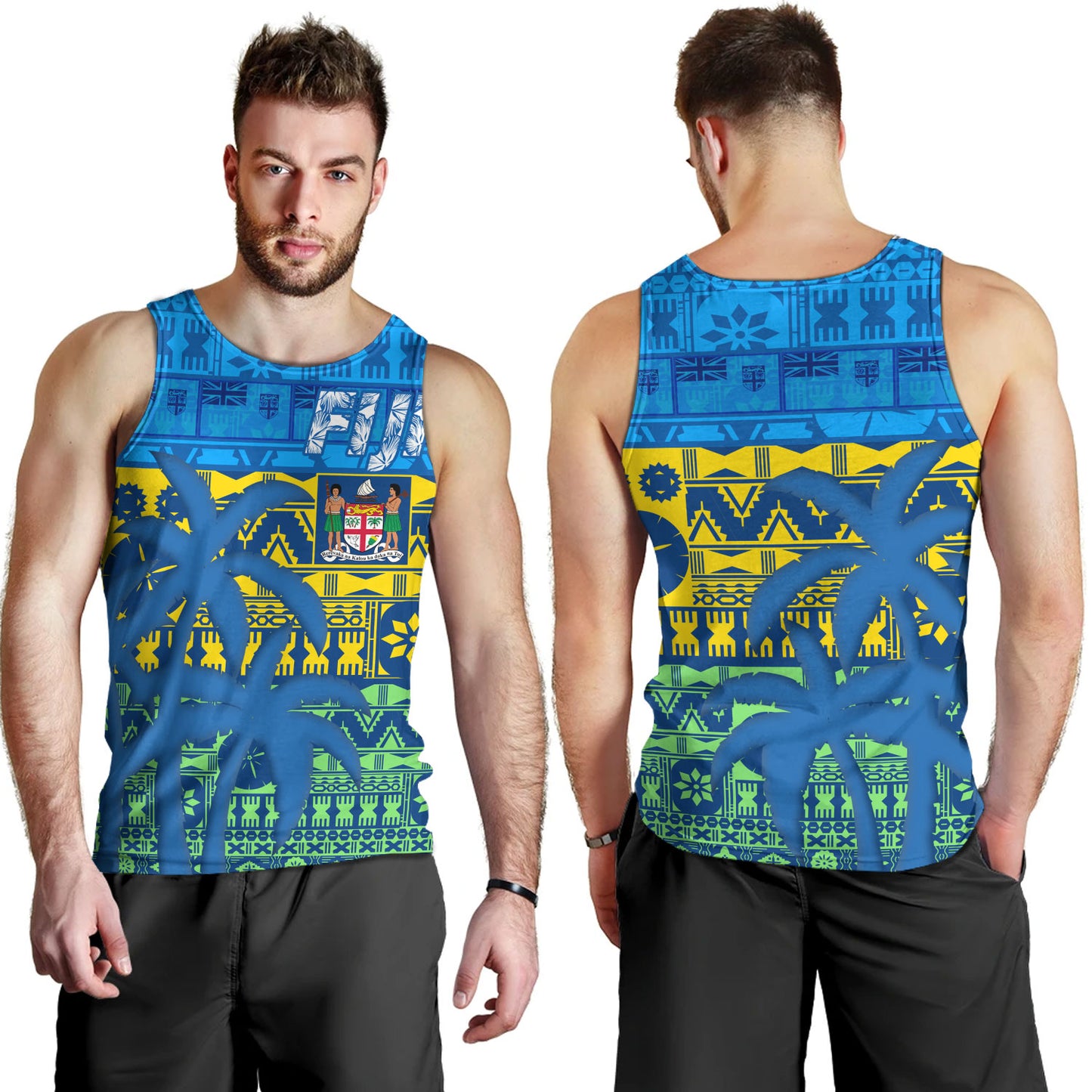 Fiji Tank Top Fijian Tapa Patterns Palm Tree Design