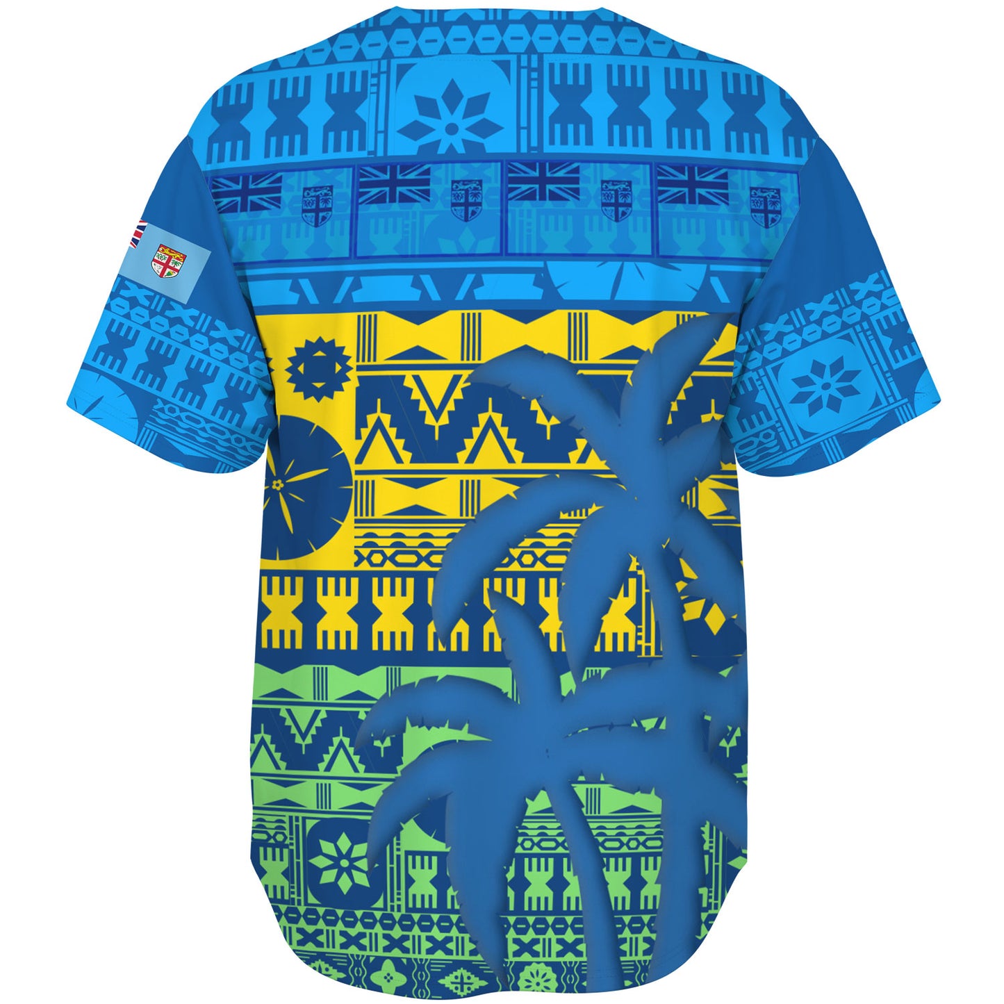 Fiji Baseball Shirt Fijian Tapa Patterns Palm Tree Design