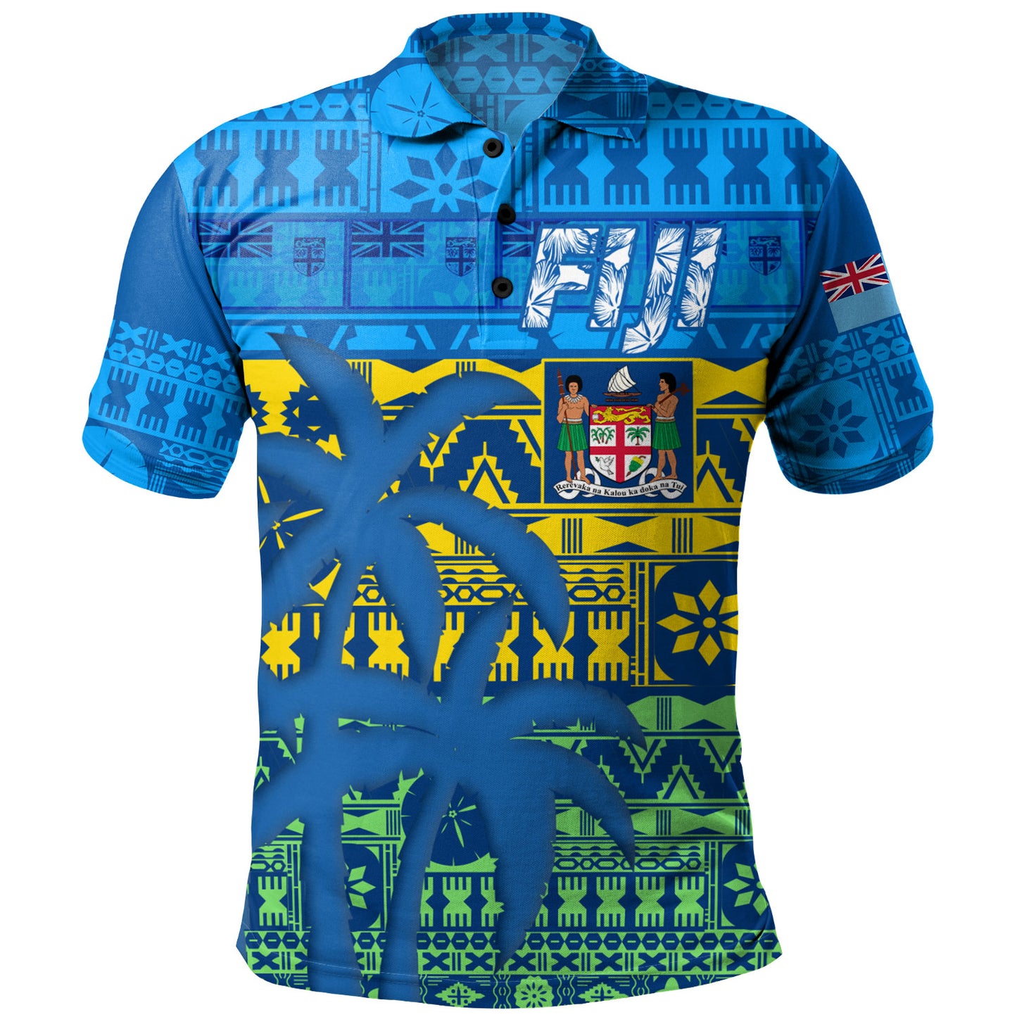 Fiji Polo Shirt Fijian Tapa Patterns Palm Tree Design