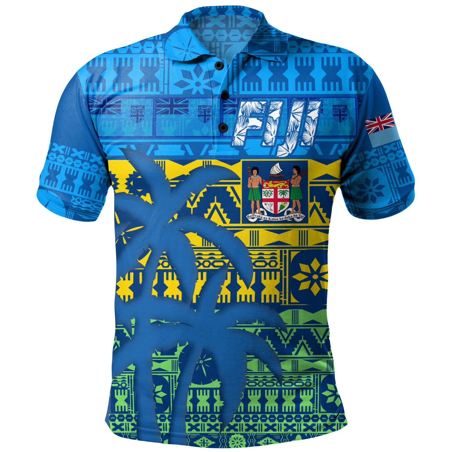 Fiji Polo Shirt Fijian Tapa Patterns Palm Tree Design