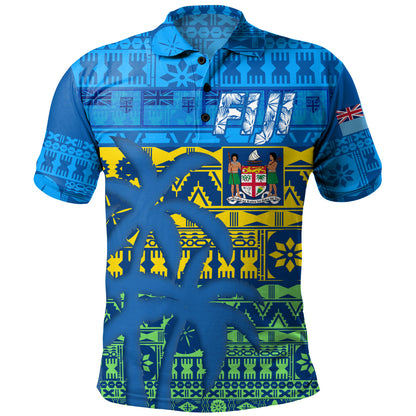 Fiji Polo Shirt Fijian Tapa Patterns Palm Tree Design